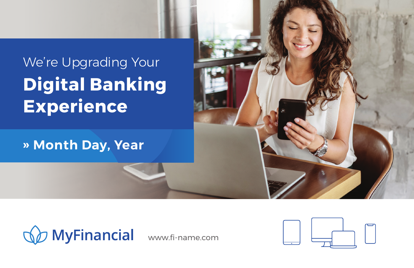 MyFinancial digital banking upgrade postcard template sample